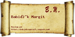 Babiák Margit névjegykártya